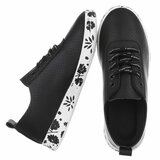 Zwarte luxe sneakers Pauline met zwarte accenten_