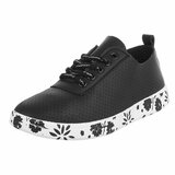 Zwarte luxe sneakers Pauline met zwarte accenten_