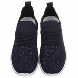 Donker blauwe luxe sneakers Sietske met strass details_