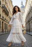 Elegante witte maxi jurk in romantische stijl – verfijnde luxe_