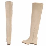Beige hoge suede overknee laars Alexia_