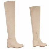 Beige hoge suede overknee laars Alexia_