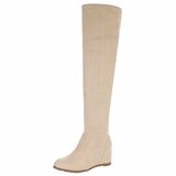 Beige hoge suede overknee laars Alexia_