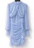 Robe courte bleu clair en tulle plissé – allure romantique et luxueuse_