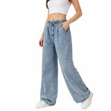 Lichtblauwe wide leg jeans met elastische taille – relaxed & trendy_