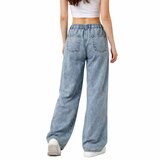 Lichtblauwe wide leg jeans met elastische taille – relaxed & trendy_