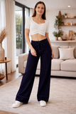 Donkerblauwe wide leg jeans met elastische taille – relaxed & trendy_