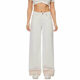 Licht beige wide-leg jeans met subtiele flare_