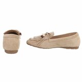 Kaki suède loafers Censi met franjes en strikdetail_