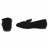 Zwarte suède loafers Censi met franjes en strikdetail_