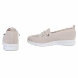 Beige instappers Chanika met sleehak – gebreide dames sneakers_