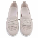 Beige instappers Chanika met sleehak – gebreide dames sneakers_