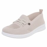 Beige instappers Chanika met sleehak – gebreide dames sneakers_