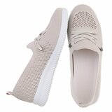 Beige instappers Chanika met sleehak – gebreide dames sneakers_