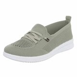 Groene instappers Chanika met sleehak – gebreide dames sneakers_