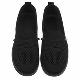 Zwarte instappers Chanika met sleehak – gebreide dames sneakers_