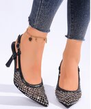 Elegante zwarte slingback pumps Charda met strass_