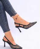 Elegante zwarte slingback pumps Charda met strass_