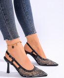 Elegante zwarte slingback pumps Charda met strass_