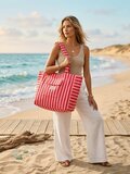 XL rode katoenen strandtas met strepen_