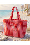 XL rode katoenen strandtas met strepen_