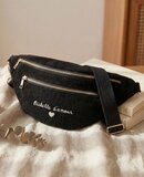 Zwarte ribstof crossbody heuptas_
