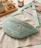 Licht groene ribstof crossbody heuptas_