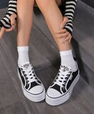 Zwarte platform sneakers Sharona met strass details_