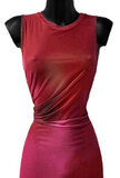 Prachtige lange mouwloze bordeaux bodycon jurk_