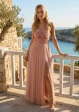 Rose shoulders off maxi jurk _