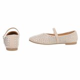 Beige ballerina’s  Cedy met strass steentjes en bandje_