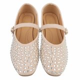 Beige ballerina’s  Cedy met strass steentjes en bandje_