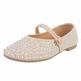 Beige ballerina’s  Cedy met strass steentjes en bandje_