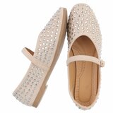 Beige ballerina’s  Cedy met strass steentjes en bandje_
