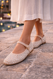 Beige ballerina’s  Cedy met strass steentjes en bandje_