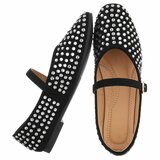 Zwarte ballerina’s  Cedy met strass steentjes en bandje_
