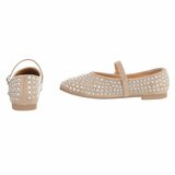 Kaki ballerina’s  Cedy met strass steentjes en bandje_