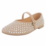 Kaki ballerina’s  Cedy met strass steentjes en bandje_