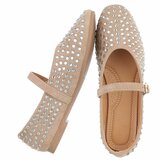 Kaki ballerina’s  Cedy met strass steentjes en bandje_