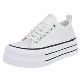 Witte platform sneakers Chanette met parel- en strass details_