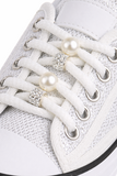 Witte platform sneakers Chanette met parel- en strass details_