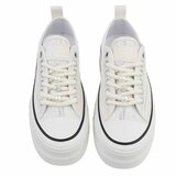 Beige platform sneakers Chanette met parel- en strass details_