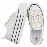 Beige platform sneakers Chanette met parel- en strass details_