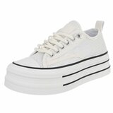 Beige platform sneakers Chanette met parel- en strass details_