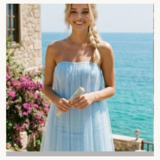 Elegante licht blauwe bustier jurk met tulle_