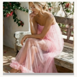 Elegante rose bustier jurk met tulle_