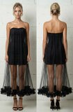 Elegante zwarte bustier jurk met tulle_