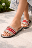 Mules dorées à strass Fiya._