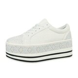 Witte platform sneakers Lina met strass details_
