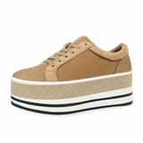 Camel platform sneakers Lina met strass details_